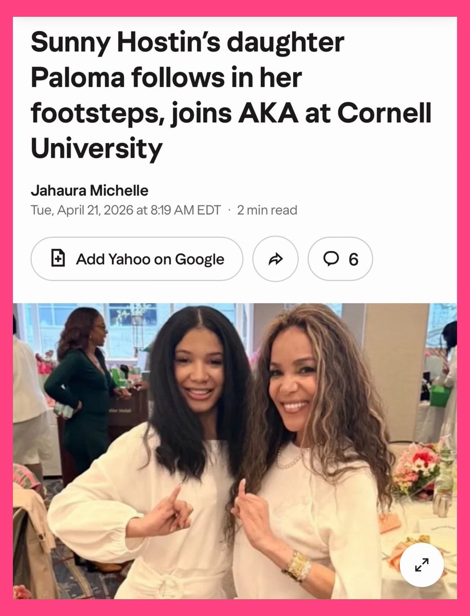 SabbySabs2's tweet photo. Sunny Hostin’s daughter is an AKA at Cornell University. I watched this full segment of The View. Not once does Sunny mention this. She explains the law in NY. But I feel like Sunny is protecting the institution of Greek Life. https://t.co/7M4dmu2Z6P