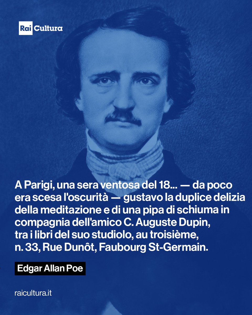 RaiCultura's tweet photo. Il #7ottobre 1849 moriva Edgar Allan Poe. https://t.co/UROB9LM8wb