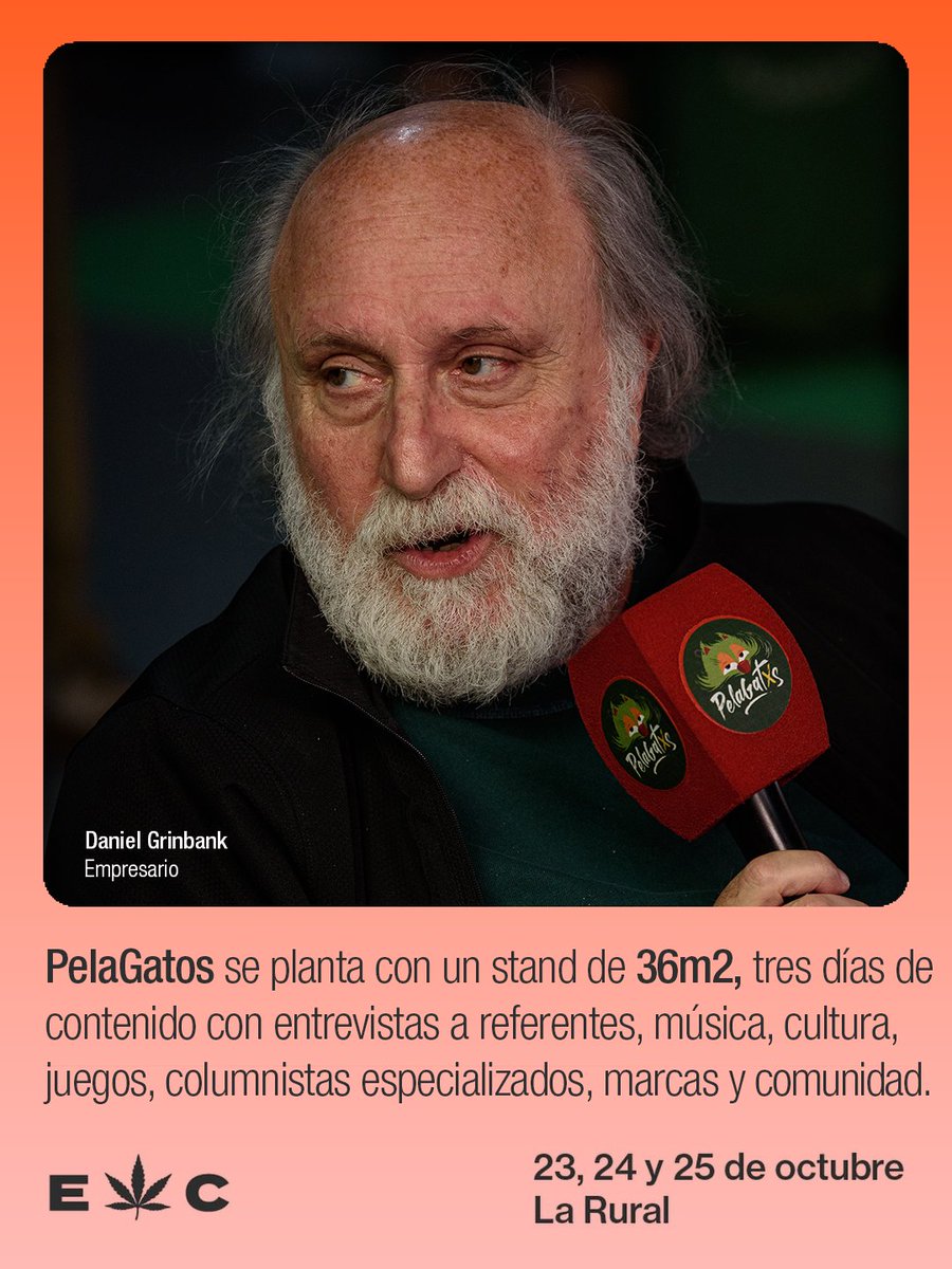 PelaGatosReggae's tweet photo. 💨 TU MARCA PUEDE SER PARTE DE EXPO CANNABIS🌱Este año PelaGatxs se planta con un espacio propio de 36 m² y 3 días de contenido, streaming en vivo, entrevistas, música, juegos, activaciones y comunidad.
📩 ¿Tenés 1 marca o proyecto y querés aprovechar esta vidriera? Escribinos https://t.co/rS48OuKwnX