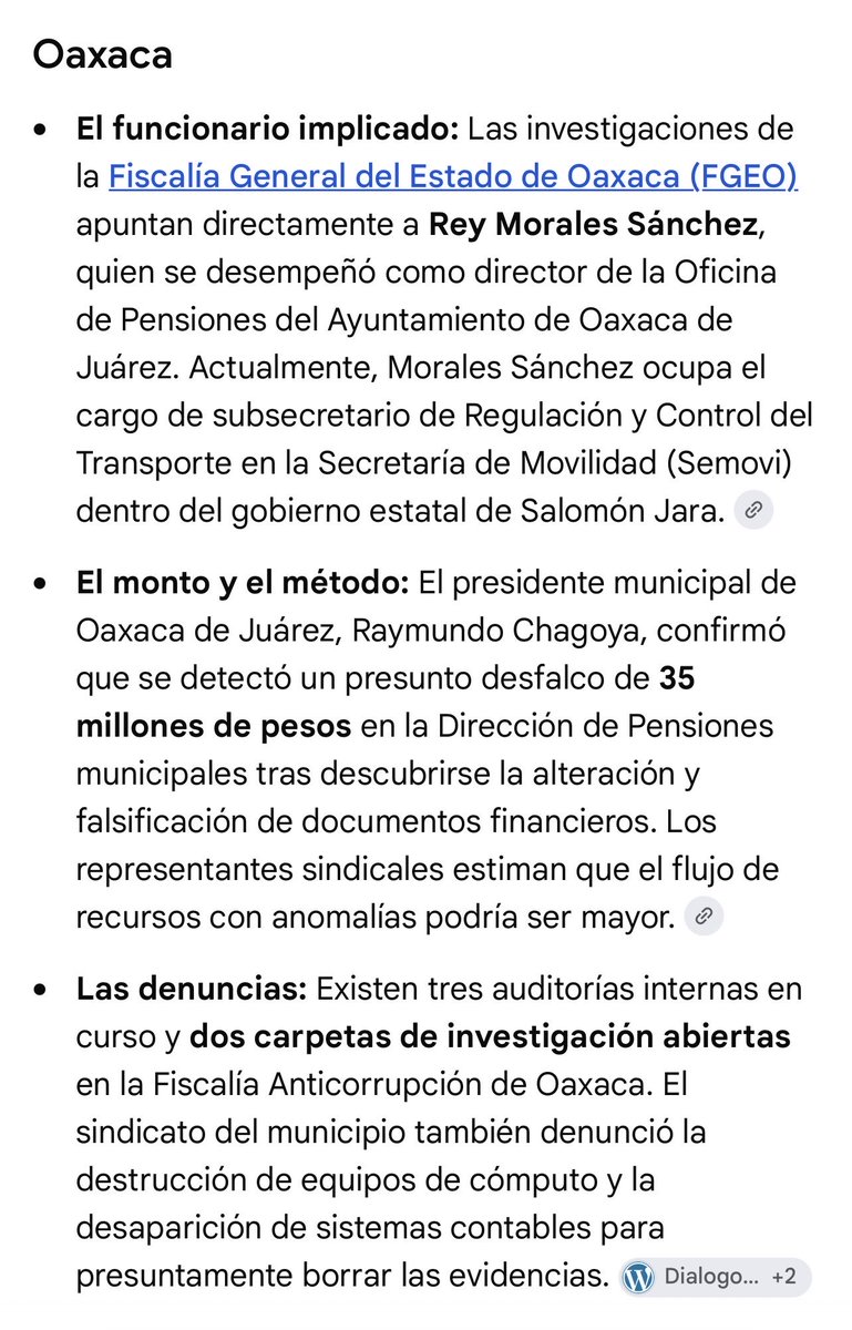 ATCxxrq's tweet photo. EL ROBO DEL SIGLO EN OAXACA: LES QUITARON LA PAZ Y AHORA EL FUTURO. 🚨🇲🇽
Lo que está pasando en Oaxaca no es un problema local; es una alarma nacional y una traición a todo el pueblo de México. Mientras el gobernador @salomonj monta un teatro de seguridad simulando que combate al crimen, a puerta cerrada operan un descarado desfalco histórico: ¡el robo de más de MIL MILLONES DE PESOS de las pensiones de los trabajadores oaxaqueños!
No están robando dinero de oficinas; le están robando la vejez, el sudor y la vida a miles de abuelos, maestros y médicos. ¡Es un crimen de cuello blanco cometido bajo el amparo del poder! Intentan borrar las pruebas y silenciar a las víctimas ante la complicidad absoluta de las autoridades.
⚠️ ¡MÉXICO, DESPIERTA! HAGAMOS ALGO TODOS JUNTOS HOY MISMO: ⚠️
COMPARTIR hasta que llegue a cada rincón del país y saturemos las cuentas de quienes pretenden esconder la evidencia. Si toleramos este saqueo en Oaxaca, mañana pasará en tu estado. ¡Ningún cacique está por encima de la dignidad del pueblo!
👇 Exigimos auditoría federal e intervención inmediata:
@salomonj @GobOax @FGE_Oaxaca @CongresoOaxacaL @GobiernoMX @SCJN @FGRMexico
#OaxacaExigeJusticia #ElRoboDelSiglo #SalomonJaraTraidor #BastaDeCacicazgos #PensionesOaxaca #MexicoDespierta #SaturaCuentas #ComparteLaVerdad

ALCEMOS LA VOZ @AristeguiOnline @proceso @Reforma @El_Universal_Mx @latinus_us @CiroGomezL @CarlosLoret @ChumelTorres 

La tragedia de las pensiones en Oaxaca es el retrato de un sistema cruel mientras el poder se escuda en un cruce de culpas entre el saqueo del pasado y la opacidad del presente, el castigo real lo pagan los ancianos en las calles, cambiando el descanso de su vejez por la humillación de rogar por su propia dignidad.