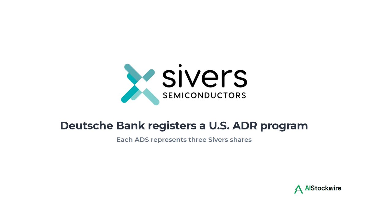 AIStockWire_'s tweet photo. Deutsche Bank registers #Sivers ($SIVEF) depositary shares. Sivers' planned U.S. listing is a separate step $SIVE https://t.co/UcFgSKwCaC