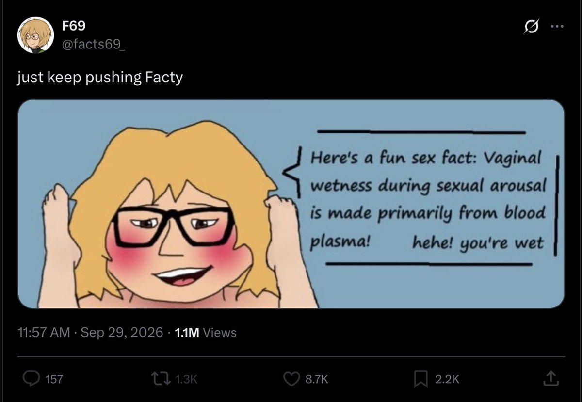 LuckyRalphH's tweet photo. I’m so fucking glad the creator of the sex facty image has me blocked im genuinely in tears dude 😭😭😭😭😭 https://t.co/wZ2pz2DWe0
