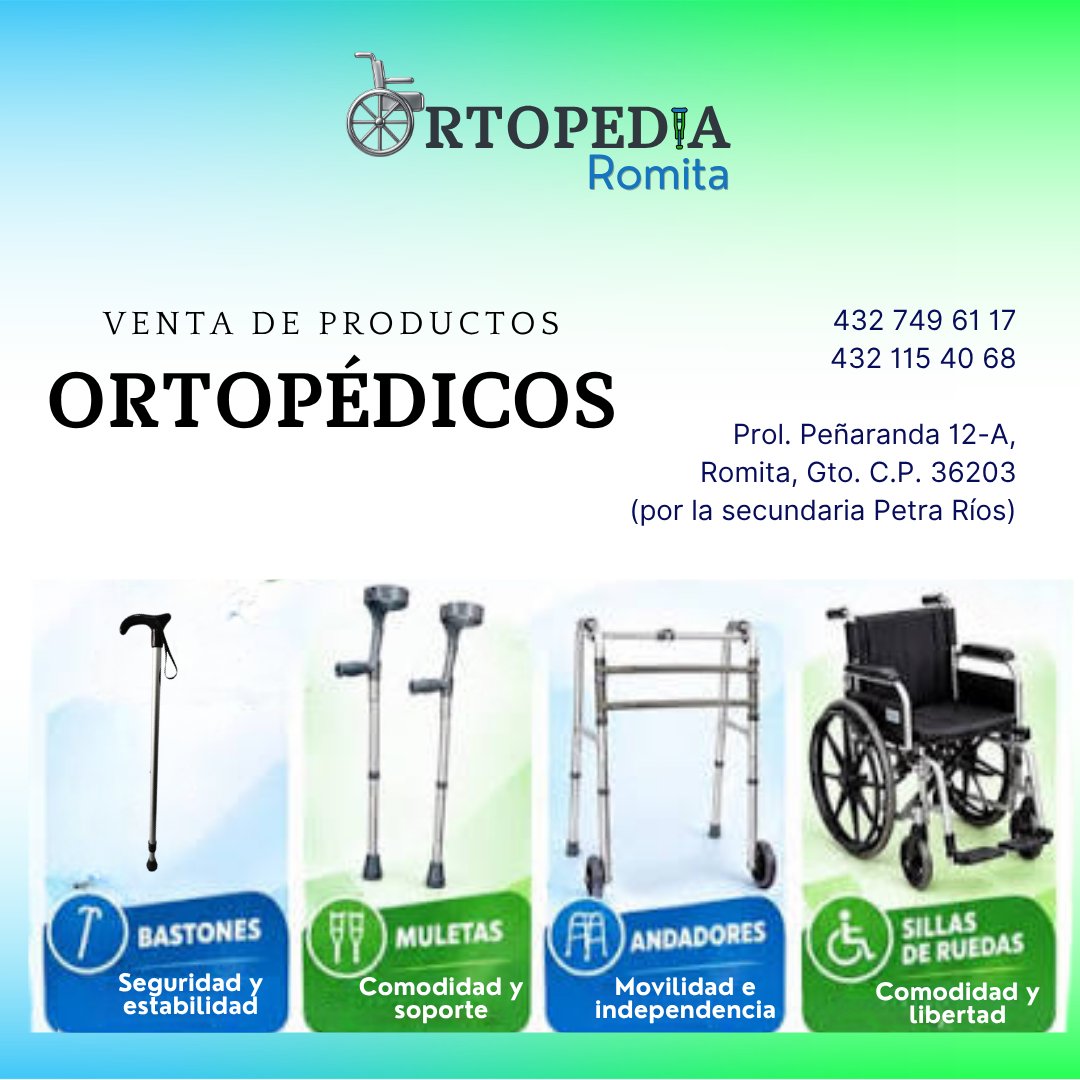 ortopediaromita's tweet photo. 𝙊𝙍𝙏𝙊𝙋𝙀𝘿𝙄𝘼 𝙍𝙊𝙈𝙄𝙏𝘼
𝙑𝙚𝙣𝙩𝙖 𝙙𝙚 𝙖𝙧𝙩𝙞́𝙘𝙪𝙡𝙤𝙨 𝙤𝙧𝙩𝙤𝙥𝙚́𝙙𝙞𝙘𝙤𝙨
#bastones #muletas #andadores #sillasderuedas https://t.co/WR5tVm19Gf