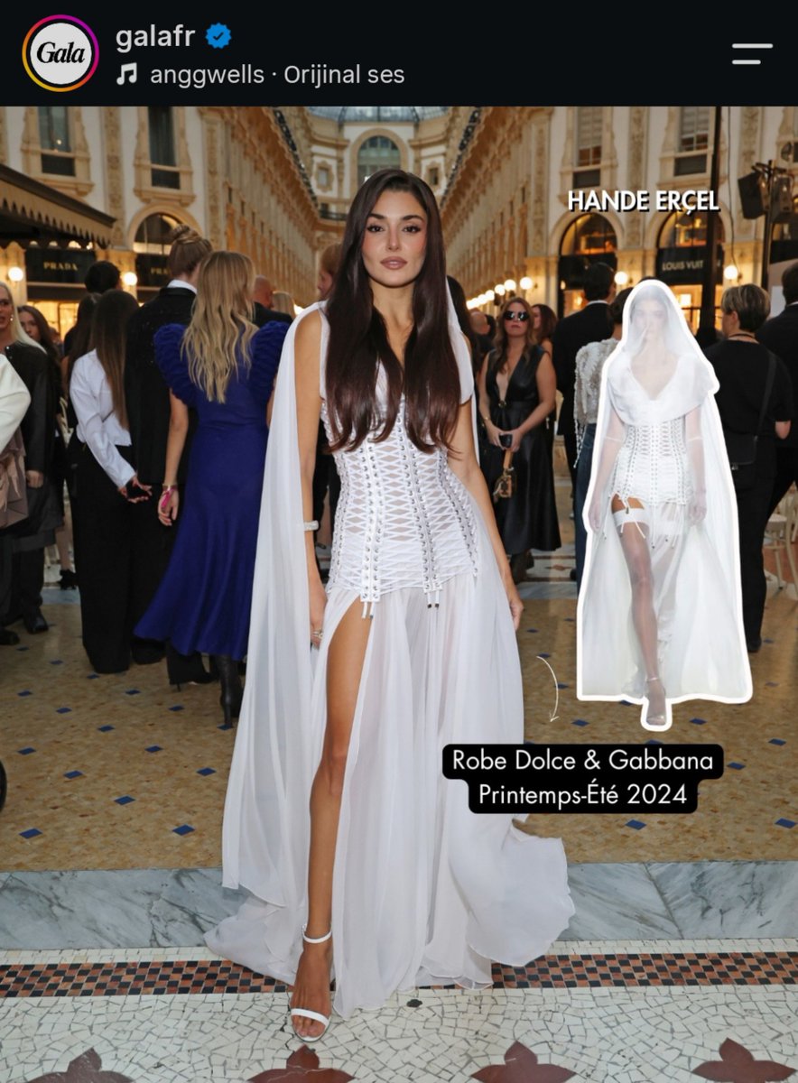 DailyHandeErcel's tweet photo. Fransa'nın önde gelen moda ve sosyete dergisi Gala Fr, resmi Instagram hesabından "Haftanın en dikkat çekici görünümlerine bir bakış" paylaşımında Vogue World Milano etkinliğinde Dolce&amp;Gabbana görünümüyle #HandeErçel yer verdi👑 https://t.co/WZIflXr86Y