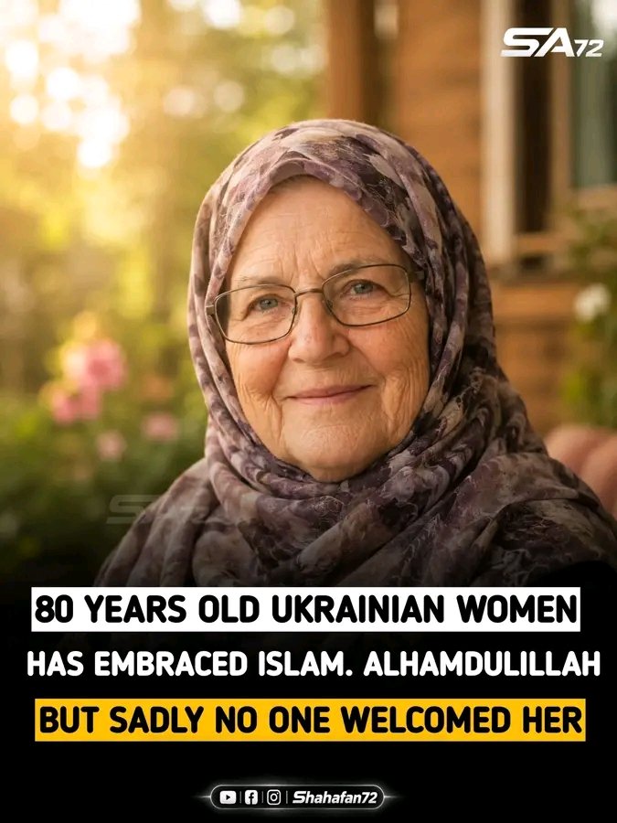Rb__girl's tweet photo. Allahu Akbar! ☝️🤍 An 80-year-old Ukrainian woman has embraced Islam ☪️
Age is no barrier when Allah guides a heart.💞 https://t.co/FTLdvd9Wtc