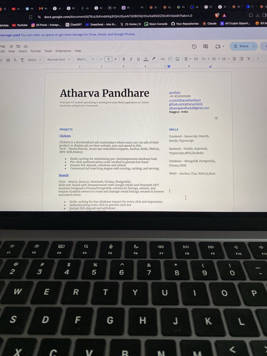 AtharvaPandhar4's tweet photo. Remaking the resume due to ats issue https://t.co/NJ4k9pFzYp