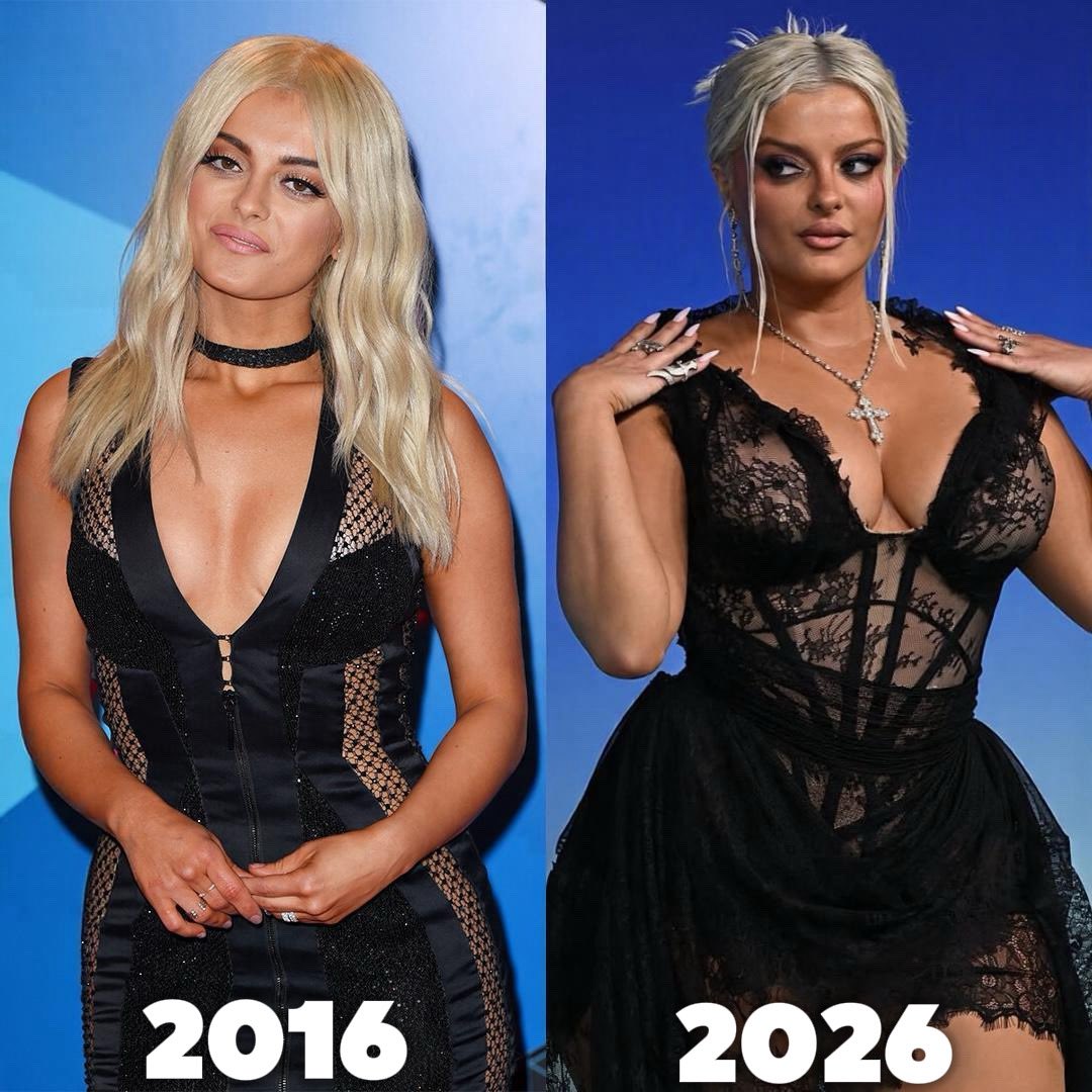modernhistory's tweet photo. Bebe Rexha in 2016 and 2026, 27 then, 37 now. https://t.co/eUVw2r6Kcm