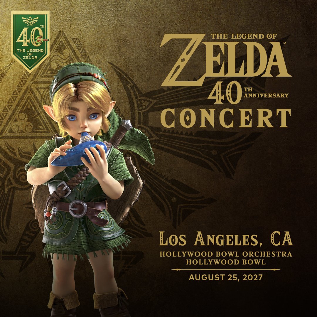HollywoodBowl's tweet photo. Hyrule is calling! Tickets for The Legend of Zelda 40th Anniversary Concert featuring the Hollywood Bowl Orchestra are on sale now at https://t.co/0WNCwXIRTa. https://t.co/vcas0DUTMs