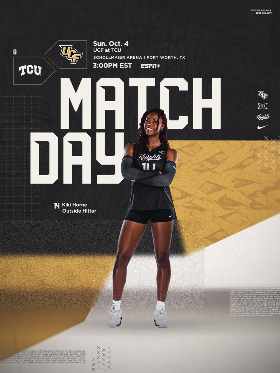 UCF_Volleyball's tweet photo. Weekend Matchup 🏐⚔

📍Schollmaier Arena
🆚 #9 TCU
⏰ 3pm EST
📺 ESPN+
🔗📊 https://t.co/29BD9S61A1 https://t.co/gIfoBjD6sZ