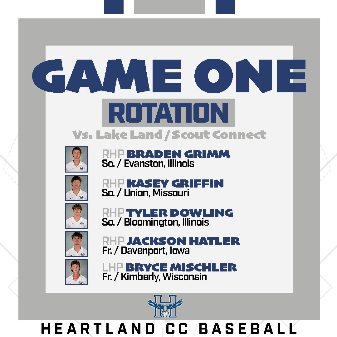 HCC_Hawks's tweet photo. 𝐒𝐚𝐭𝐮𝐫𝐝𝐚𝐲 𝐑𝐨𝐭𝐚𝐭𝐢𝐨𝐧𝐬⚾️

Next up is the Scout Connect Invite in Mattoon🦅 Here are the Hawks rotations for Game One against Lake Land and Game Two against Southwestern Illinois College🔥

#HCCBaseball #WingsOut https://t.co/DWnmruZZLo