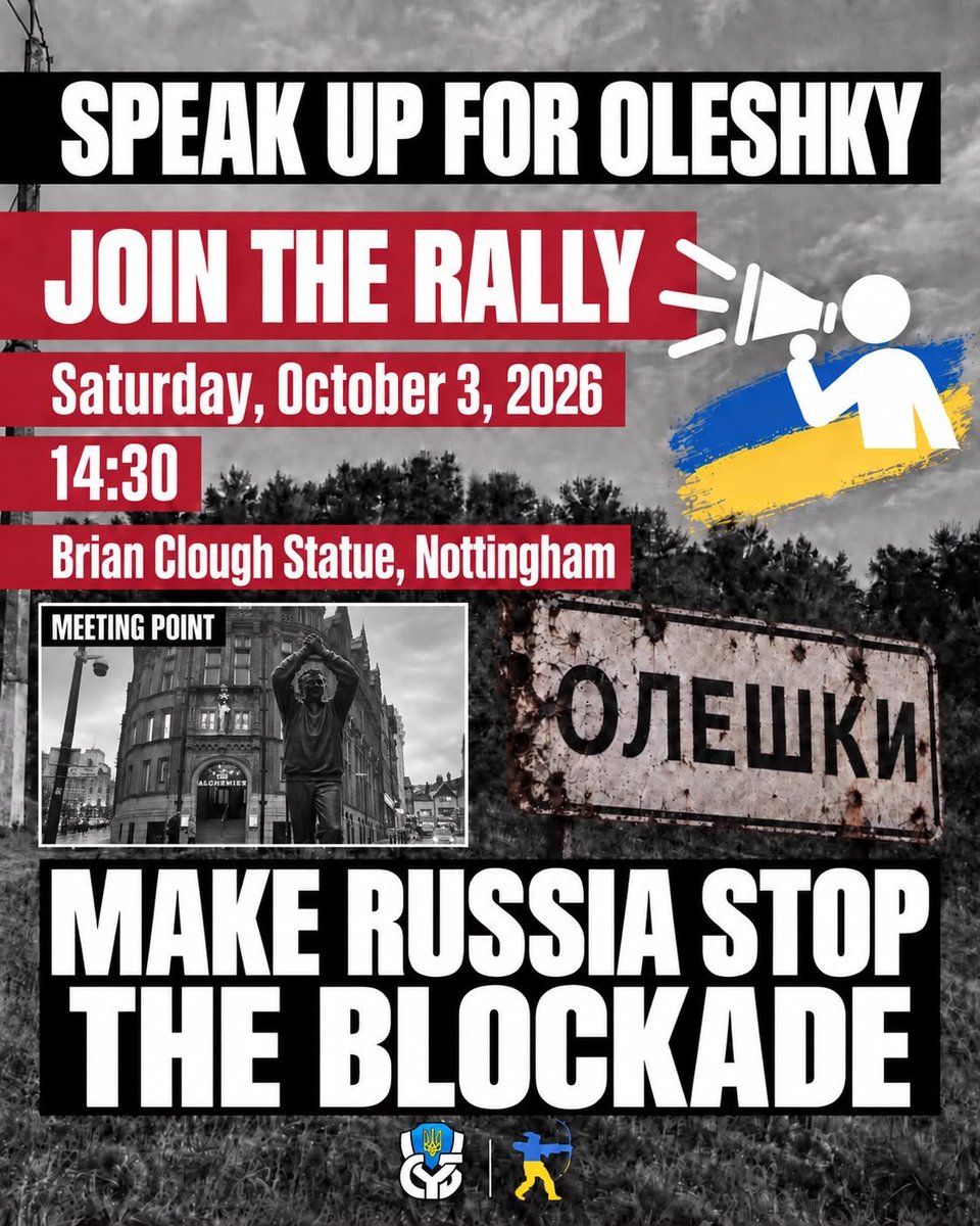UkraineSol's tweet photo. Protest for #Oleshky this Saturday in Nottingham https://t.co/HYaTcDcHXR