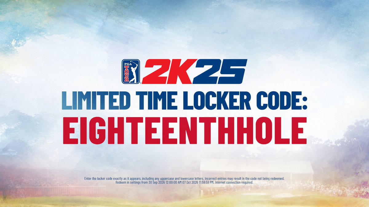 PGATOUR2K's tweet photo. Happy Season 8! 🥳

Celebrate in #PGATOUR2K25 with us using the Locker code: EIGHTEENTHHOLE https://t.co/grLj5og7pE