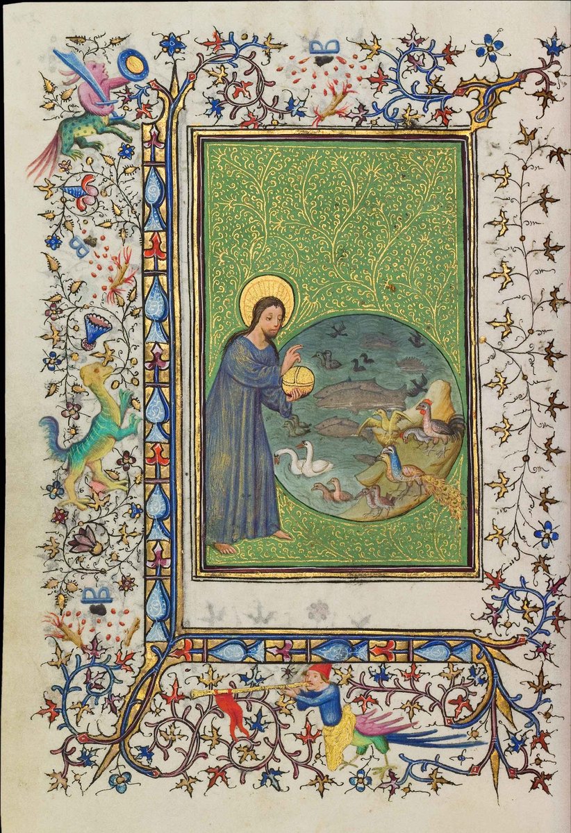 Plantagenet1455's tweet photo. God Creating the Birds and Fishes, c. 1415. https://t.co/DqQuJX4b39