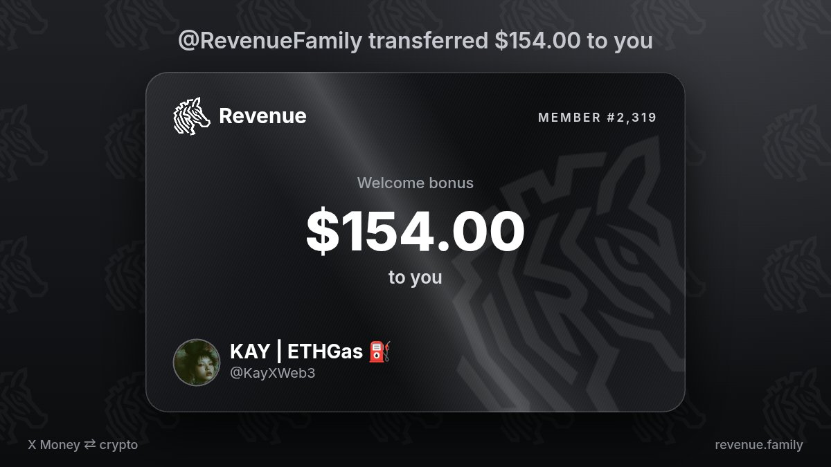 KayXWeb3's tweet photo. @RevenueFamily Welcome bonus received, I got $154@RevenueFamily https://t.co/CdrbXHzwoJ