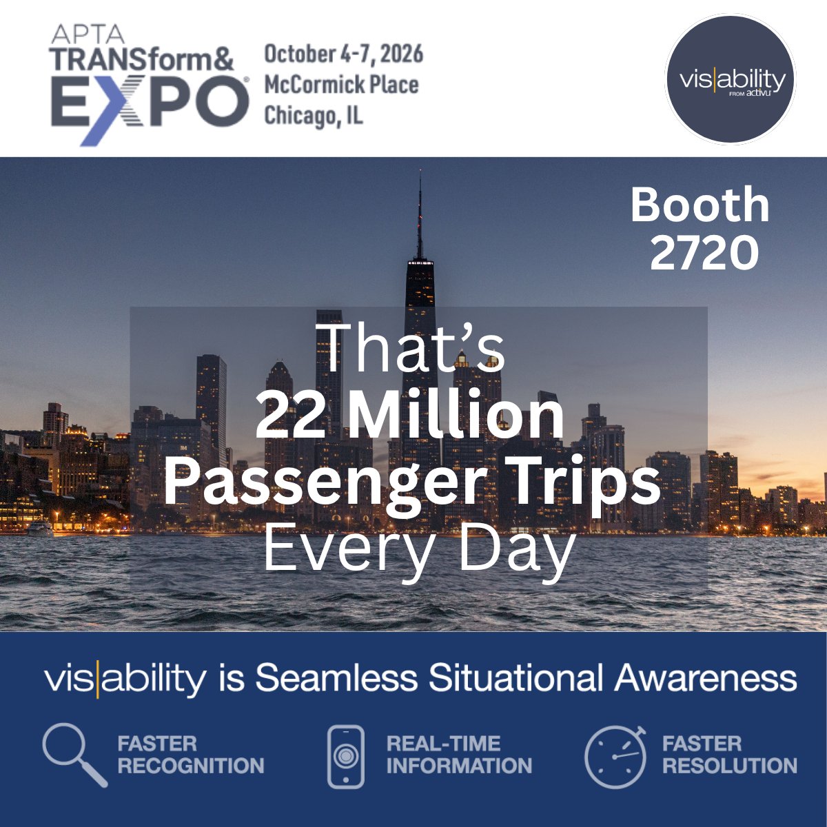 Activu's tweet photo. Heading to #APTATransform Oct4 - 7! Stop by booth 2720 to see how @visabilityPlatf transforms video walls into an intelligent, AI-powered, real-time common operating picture: https://t.co/0d3Y6BcgPb
#APTA #PublicTransit #AI https://t.co/6Vis23q7cY