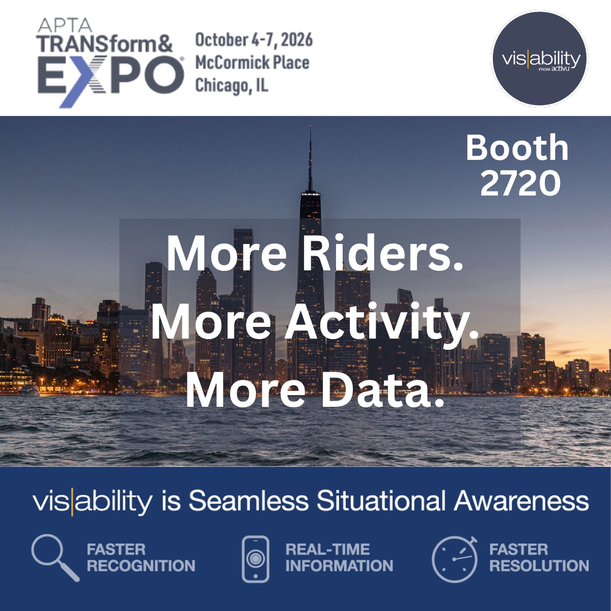 Activu's tweet photo. Heading to #APTATransform Oct4 - 7! Stop by booth 2720 to see how @visabilityPlatf transforms video walls into an intelligent, AI-powered, real-time common operating picture: https://t.co/0d3Y6BcgPb
#APTA #PublicTransit #AI https://t.co/6Vis23q7cY