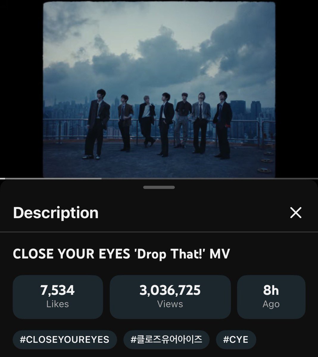 cyestreamteam's tweet photo. [🎯] The MV for ‘Drop That!’ has now surpassed 3M views on YouTube after 8 hours since release!

We are more than halfway past our 24 hour goal with more than half of the time left. Let’s go Closers!! 🔥

#CLOSEYOUREYES #클로즈유어아이즈
#CYE #클유아 #256thNote #DropThat