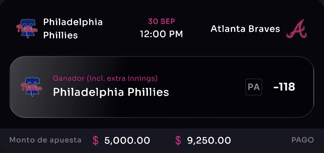 picksverdes1_'s tweet photo. 🚨| Free Pick MLB ⚾️💰
Phillies ML #RingTheBell
Denme a Christopher Sánchez en un partido de matar o morir contra un pitcher random.
El mejor momio está en @infinitobet 🎰
Regístrate con mi link y te duplican tu primer depósito! 🚀
👉🏼 https://t.co/CRZhBYYXPN
#PostSeason https://t.co/jPEWxe3R2s