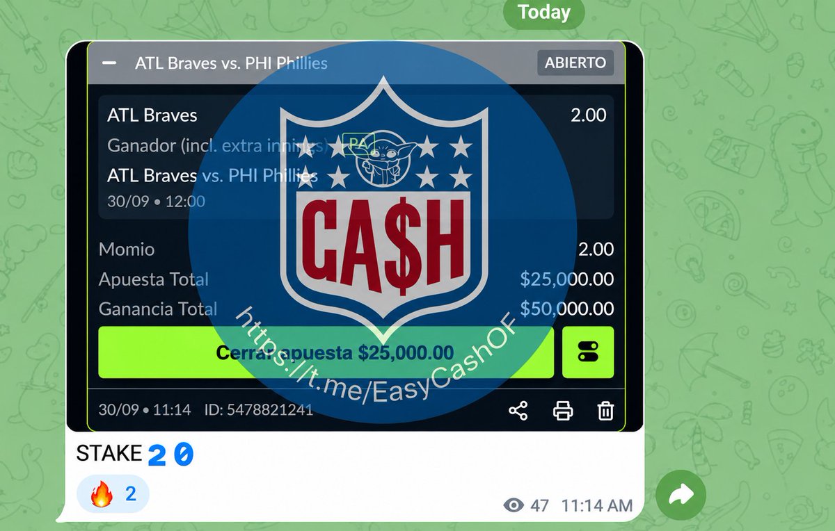 AdrianoPicks_MX's tweet photo. 🚨 𝗣𝗜𝗖𝗞 𝗗𝗘 𝗭𝗢𝗥𝗥𝗜𝗧𝗢 🐢 🚨

⚾ 𝗔𝘁𝗹𝗮𝗻𝘁𝗮 𝗕𝗿𝗮𝘃𝗲𝘀 𝗠𝗟
💵 𝗠𝗲𝘁𝗲𝗺𝗼𝘀 $𝟮𝟱,𝟬𝟬𝟬
🎯 𝗕𝘂𝘀𝗰𝗮𝗺𝗼𝘀 𝗰𝗼𝗯𝗿𝗮𝗿 $𝟱𝟬,𝟬𝟬𝟬
🔥 𝗦𝘁𝗮𝗸𝗲 𝟮𝟬
Más apuestas 𝗚𝗥𝗔𝗧𝗜𝗦 de #Zorrito 👇
https://t.co/TJscdKTHoL https://t.co/ys8uprXKNs