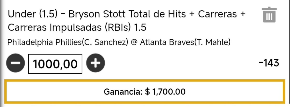 SaiPicks97's tweet photo. MLB ⚾
FREE PICK 🍀
Atlanta Braves vs Philadelphia Phillies
👉 Pick: Bryson Stott Under 1.5 (H+R+RBI)
📈 Momio -143
#ApuestasDeportivas #MLBPicks #MLBProps #NoTimeLikeOctober #Postseason https://t.co/XQbNEkTSUw