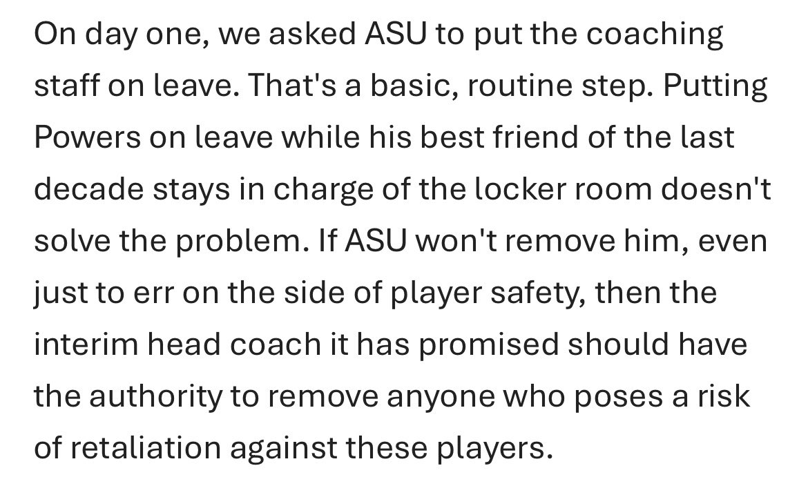 FordHatchett's tweet photo. A new statement from Matthew Mayich’s family attorneys says “putting Powers on leave while his best friend of the last
decade stays in charge of the locker room doesn't solve the problem.”

Full statement to @abc15 : https://t.co/UYQapiRr9M