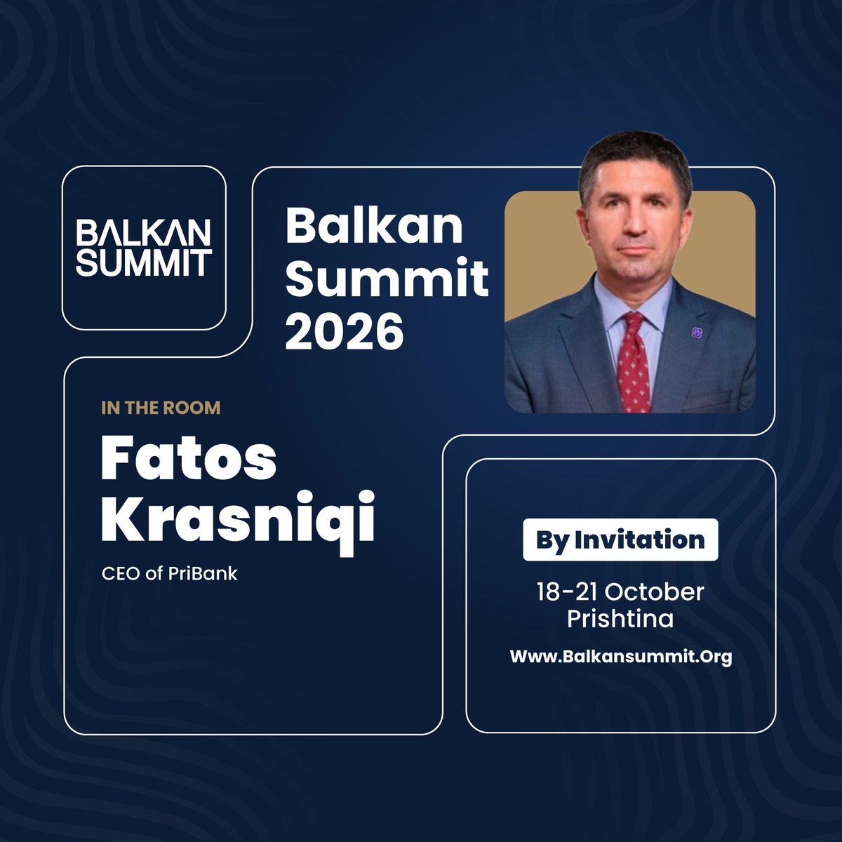 balkan_summit's tweet photo. Fatos Krasniqi, CEO of PriBank, joins Balkan Summit to discuss financing hyperscale data centres, power, edge connectivity and investment in sovereign AI infrastructure.

18–21 Oct 2026 · Prishtina
https://t.co/Xoei9UYikJ
#BalkanSummit #Kosovo #DataCentres https://t.co/cAfSra0rBZ