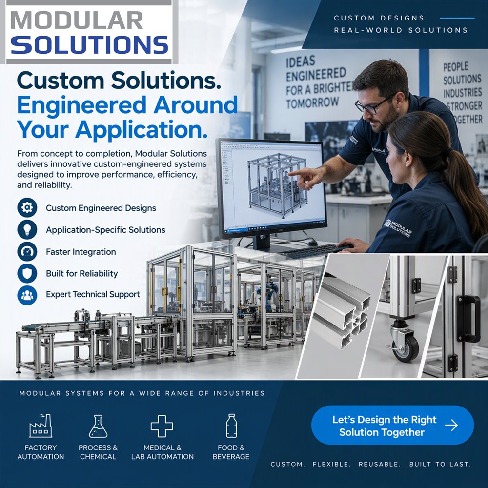 ModSolutionsMI's tweet photo. Every application has unique challenges. That's why off-the-shelf solutions aren't always the answer.
Let's design the right solution together.
https://t.co/pUcXo8AyN4
sales@the-modular-solution.com

#IndustrialAutomation #Manufacturing #EngineeringDesign #ModularSolutions https://t.co/qKqpH82krU
