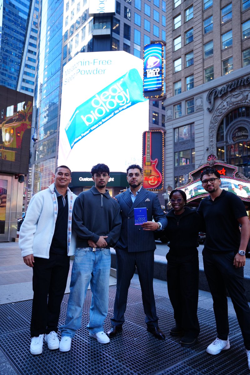 ceosharma1's tweet photo. A year ago, Dear Biology was an idea.

Today it’s in Times Square. https://t.co/Xb28TJIL18