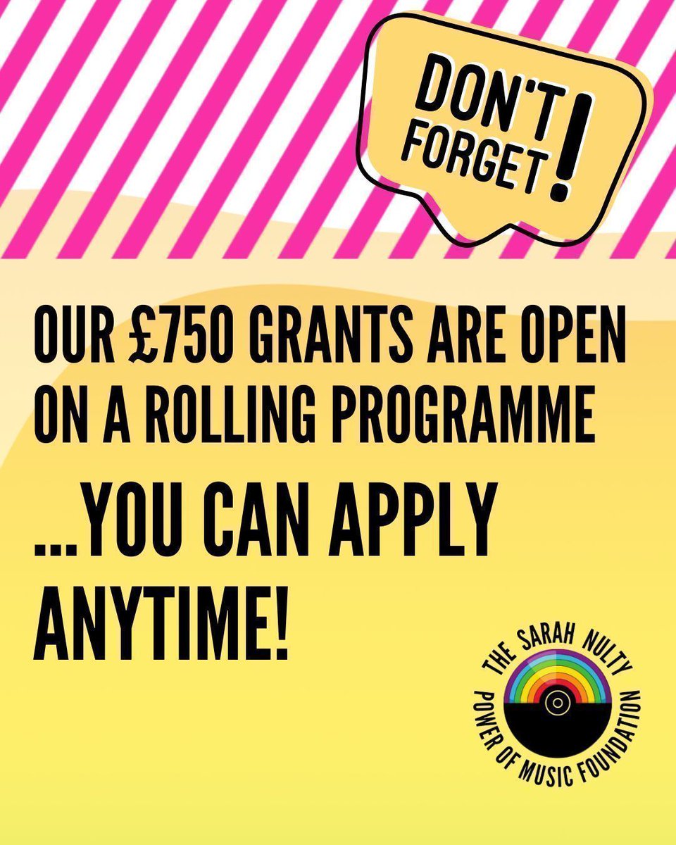 bemorenulty's tweet photo. Our £750 grants are on a rolling programme - you can apply anytime! The Sarah Nulty Power of Music Foundation is here to support groups &amp; organisations in South Yorkshire that are using music to make a real difference in people's lives 🎵 🫶 https://t.co/2vyS2r1Iqd @helpsheffield https://t.co/cZNPfQ1pWZ