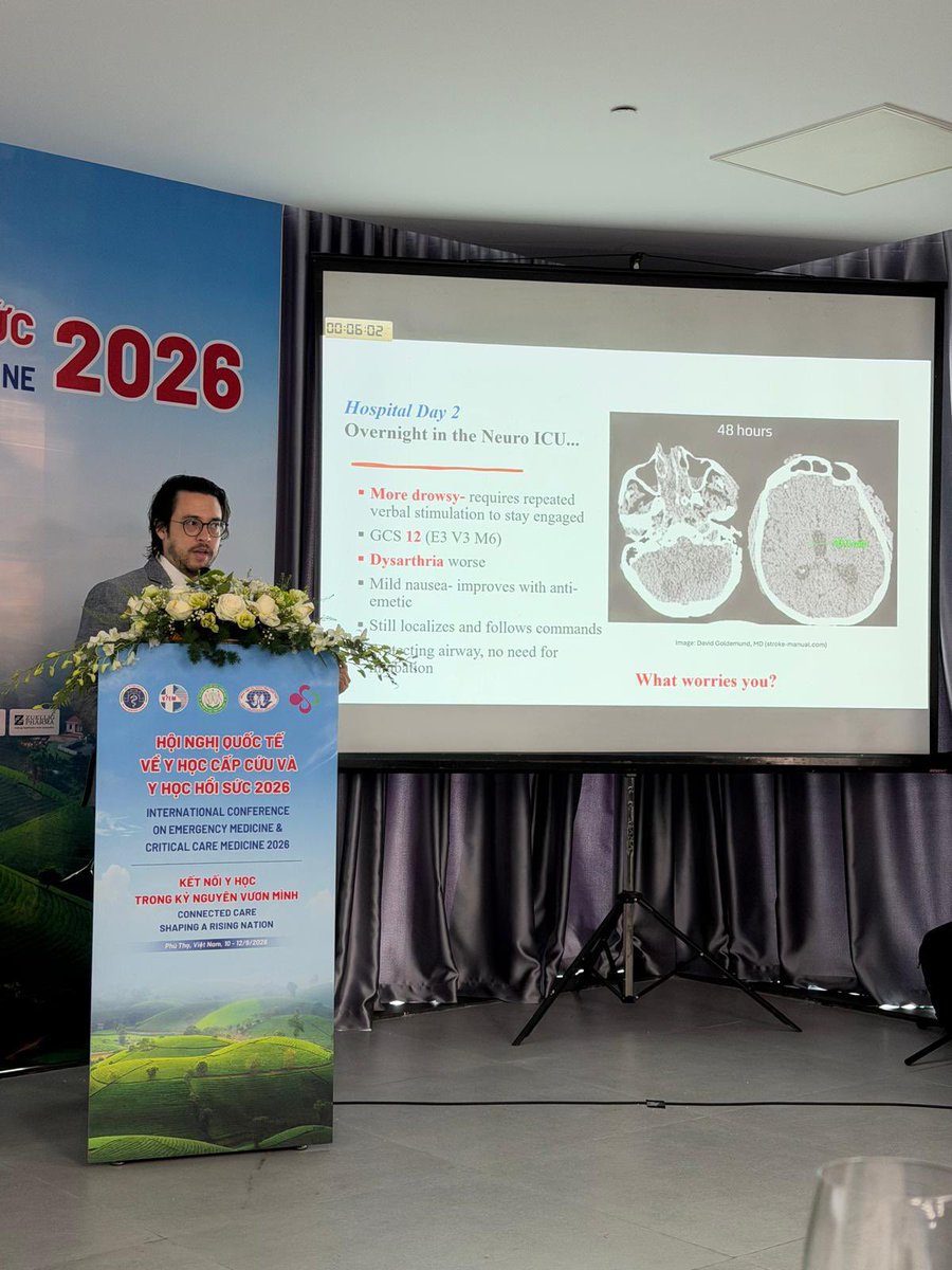 RyanFillmoreMD's tweet photo. The HNSEMCCM 2026 (International Conference on Emergency Medicine and Critical Care Medicine) was a success! Thankful for my colleagues and the sharing of knowledge between clinicians, crossing cultural boundaries. Vietnam 🇻🇳 captured my heart again! #NeurocriticalCare #MedicalConference #Vietnam