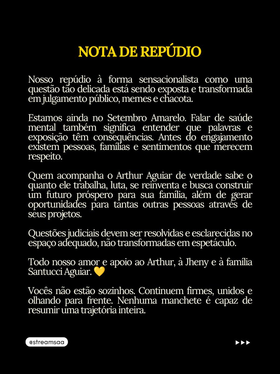 StreamsAA's tweet photo. Por trás de cada pessoa existe uma história, e nem toda dor é visível. Por isso, deboche, humilhação e ataques não são brincadeira. 

Antes de julgar, atacar ou humilhar, escolha a empatia. Você nunca sabe a batalha que alguém está enfrentando.

Estamos com você, Arthur Aguiar!💜 https://t.co/TOPXedbGqv