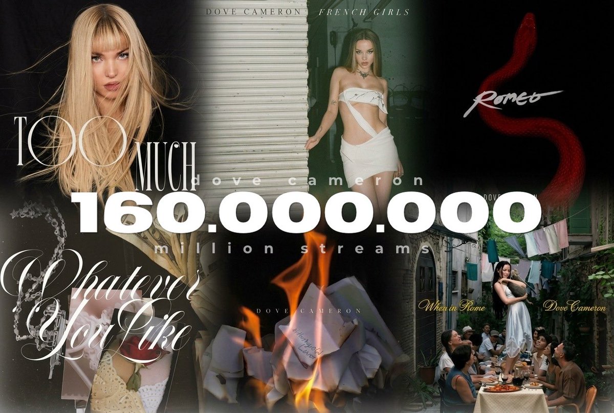 DoveCStats's tweet photo. The debut album by Dove Cameron soon to be released has just reached 160 MILLION streams on Spotify.

— What’s your favorite song so far? https://t.co/pBxD4uhomD