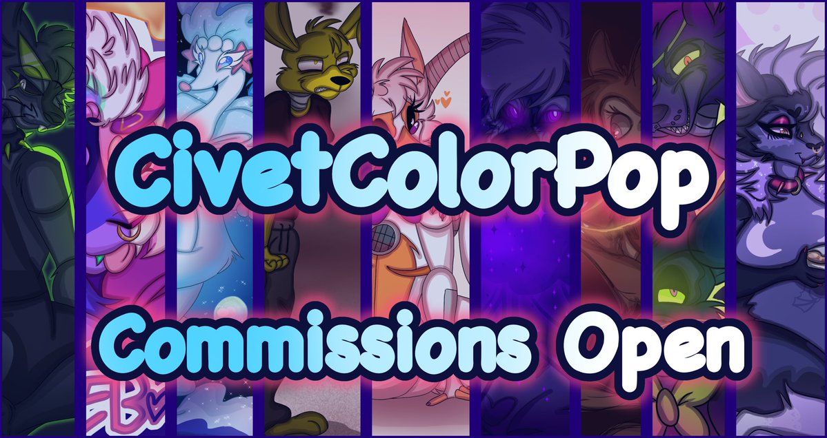 CivetColorPop's tweet photo. Oooh new banner 

Commissions are open through kofi 

https://t.co/rY0lA9W2qP
Please share ^^

#furryart #FNAF #fnaffandom #fivenightsatfreddys #furryfandom #furryartwork #characterart https://t.co/GEX0AsKkbp