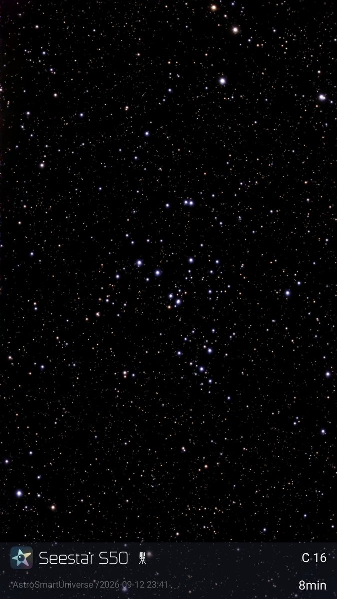 AstroSmartUni's tweet photo. โ๏ธ๐ญ
๐ฑ
Name: Open Cluster (NGC 7243)
Constellation: Lacerta
Distance: 2.8 kly
Smart Telescope: Seestar S50
Mount: Alt-Azimuth
Bortle Scale: Class 7
Exposure Time: 8 min
Filter: Built-in Filter
Image Processing: Seestar App
#NGC7243 #opencluster #seestar #space #astronomy https://t.co/pPU6avefvH