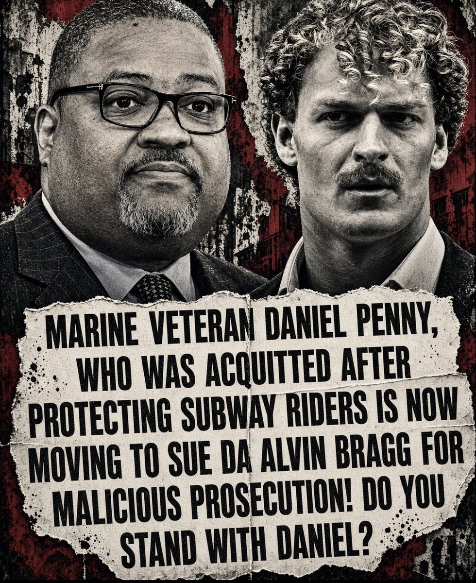 MrX_CHAt__'s tweet photo. Daniel Penny protected strangers on a subway and still got dragged through court for it.
Now he’s going after Alvin Bragg for that malicious prosecution.
Do you stand with the Marine who actually did something? https://t.co/Qg80k3WRh6