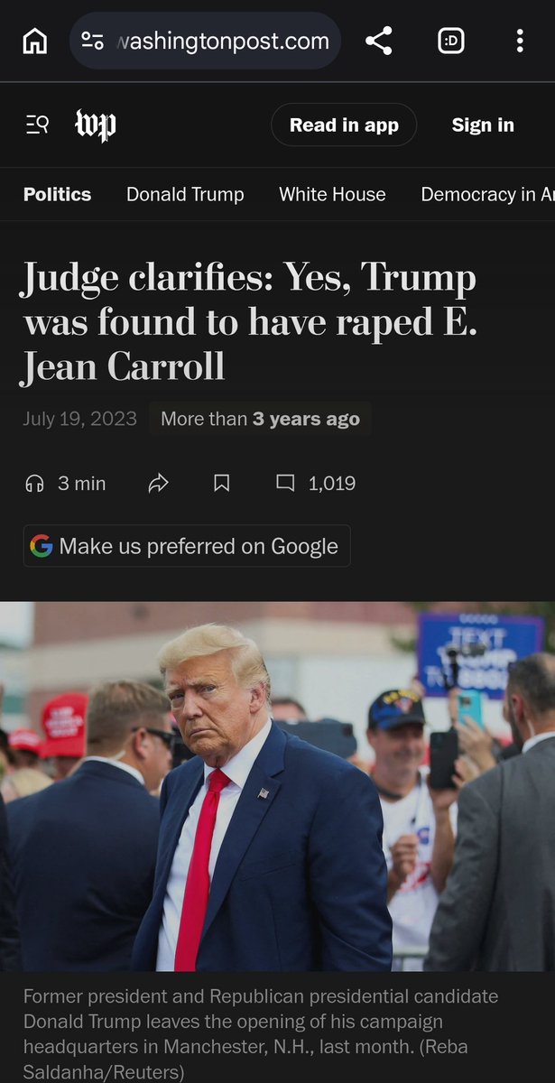 Fly_Sistah's tweet photo. The rapist finally gave up. Trump dropped his final challenge to the $5.6 million payout to writer E. Jean Carroll, ending the case she won against him in 2023 &amp; dismissed his appeal "with prejudice," meaning he can never bring it again. https://t.co/r4MLOQbIj0