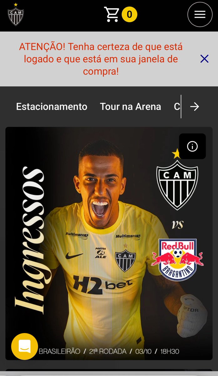 bernardo_tanure's tweet photo. @Atletico @ArenaMRV @GaloNaVeia @Atletico @GaloNaVeia 
Está dando erro para comprar ingresso para o jogo de sábado (bragantino). Mesmo estando logado não abre o mapa do estádio para compra.

Para o jogo da Sula abre normalmente. https://t.co/54cy9GOmLB