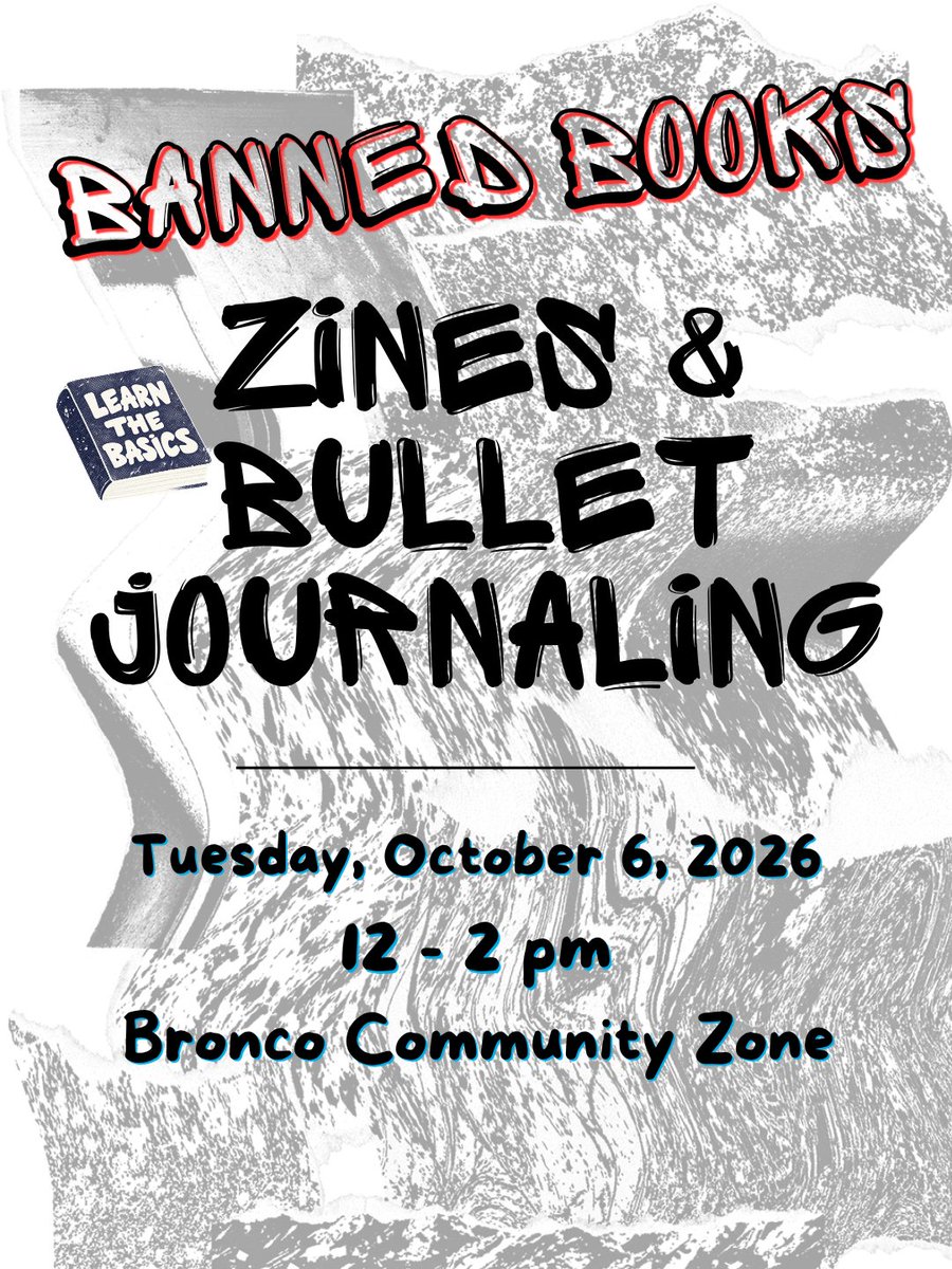 cpplibrary's tweet photo. π Celebrate Banned Books Week at the Library!
π Keychains: Oct. 5 | 3β4:30 PM
π Zine & Bullet Journaling: Oct. 6 | 12β2 PM
π The Library That Dolly Built: Oct. 9 | 12β1:30 PM
π 2nd Floor, Bronco Community Zone
#BannedBooksWeek #CPPLibrary https://t.co/tkof2HBaDi