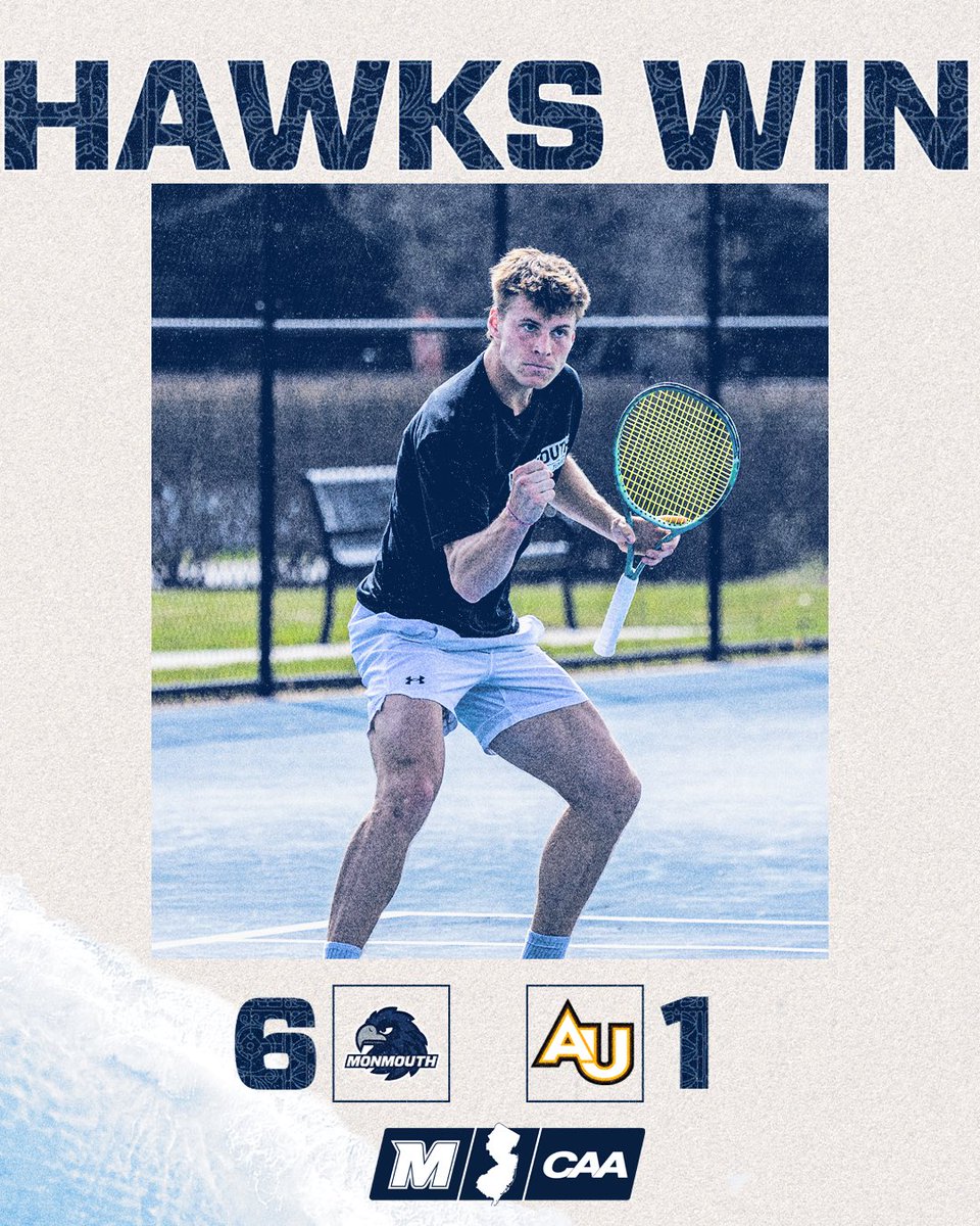 MonmouthMTennis's tweet photo. Fist pumps and home dubs, it’s what the Hawks do. 🎾🦅

The Hawks move to 12-1 in their last 13 home matches with a 6-1 win over Adelphi.

#FlyHawks https://t.co/sP6JkA5Ivh