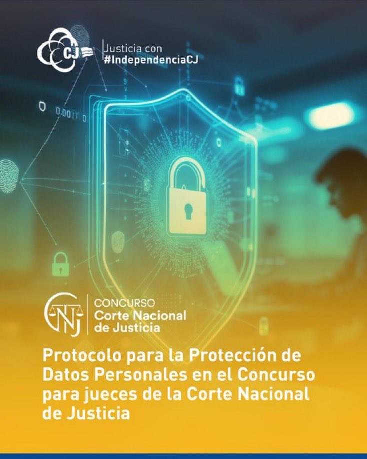 chimborazoCJ's tweet photo. 👨🏻‍⚖️ | #ConcursoCNJ

El Protocolo de Protección de Datos en el concurso de la @CorteNacional, cuidará la información exclusivamente personal de los postulantes. 

Mira la resolución completa aquí: https://t.co/10xlQbiQAV

#JusticiaConIndependenciaCJ ⚖️ https://t.co/rG8Z8Vl2H3