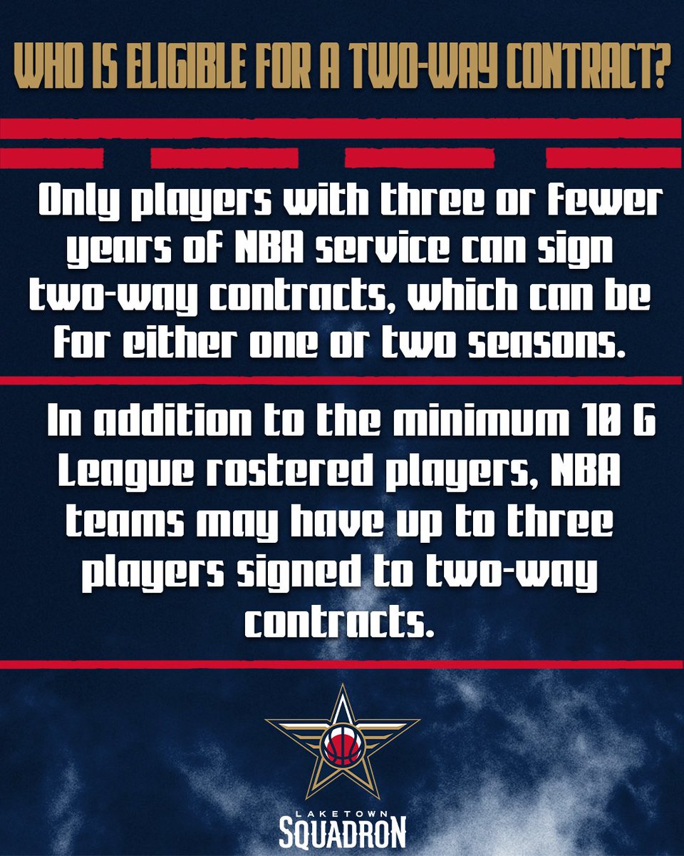 GleagueSquadron's tweet photo. Welcome your Laketown Squadron two-way players! 

Swipe to learn all about @nbagleague two-ways. 📚 https://t.co/QyOZNxAGlg