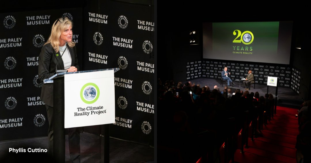ClimateReality's tweet photo. Twenty years ago, former Vice President @algore went on the TODAY show to announce a new project that would become our organization, The Climate Reality Project, with a mission to train people of all ages and backgrounds to share the truth of the climate crisis and how we solve it.

At this year’s #ClimateWeekNYC, he sat down with @alroker for a conversation about how that project has grown into @ClimateReality's network of 4.5 million people around the world driving action. He reflected on the progress we’ve made, our continued need to overcome the influence of the fossil fuel industry and political forces slowing climate solutions, the growing promise of renewable energy, and the people around the world continuing to push for real change. 

The conversation was a reminder of the work that must continue – building the political will, collective action, and momentum necessary to accelerate the clean energy transition and create a better future for people and our planet.