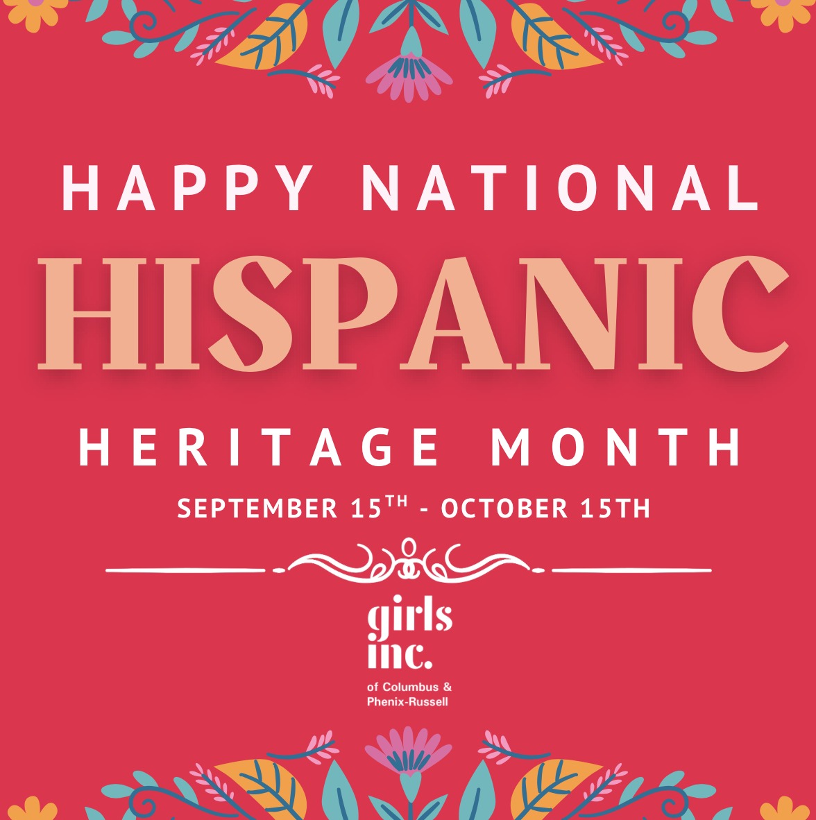 step_tayl12183's tweet photo. Happy Hispanic Heritage Month! ❤️💛💚
We celebrate the rich history and countless contributions of Hispanic and Latinx communities that continue to shape our nation. Here at Girls Inc., we encourage all girls to be strong, smart, and bold by https://t.co/IHiI0wgBpN