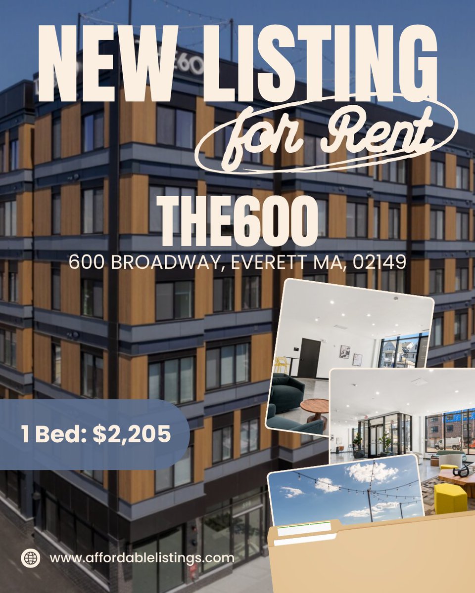 acrescompliance's tweet photo. The600
600 Broadway Everett, MA 02149

1-Bedroom: $2,205

Learn More: 
https://t.co/SnsWltD36T

Online Application: https://t.co/6iiHAbbViG https://t.co/mnxFKugbfQ