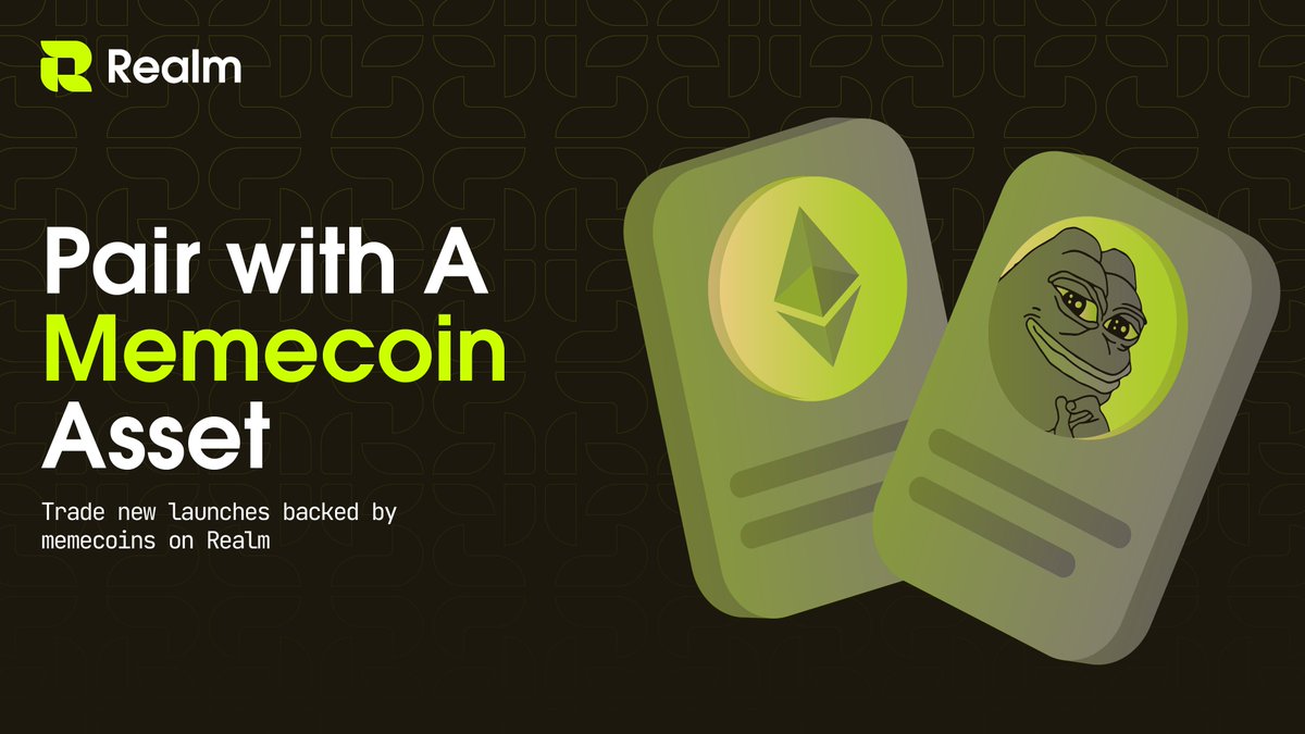 TradeOnRealm's tweet photo. Pair your next token with a memecoin.

Choose from supported memecoins and launch your own backed by one.

More ways to launch with Realm. https://t.co/T1vXSwjbWM