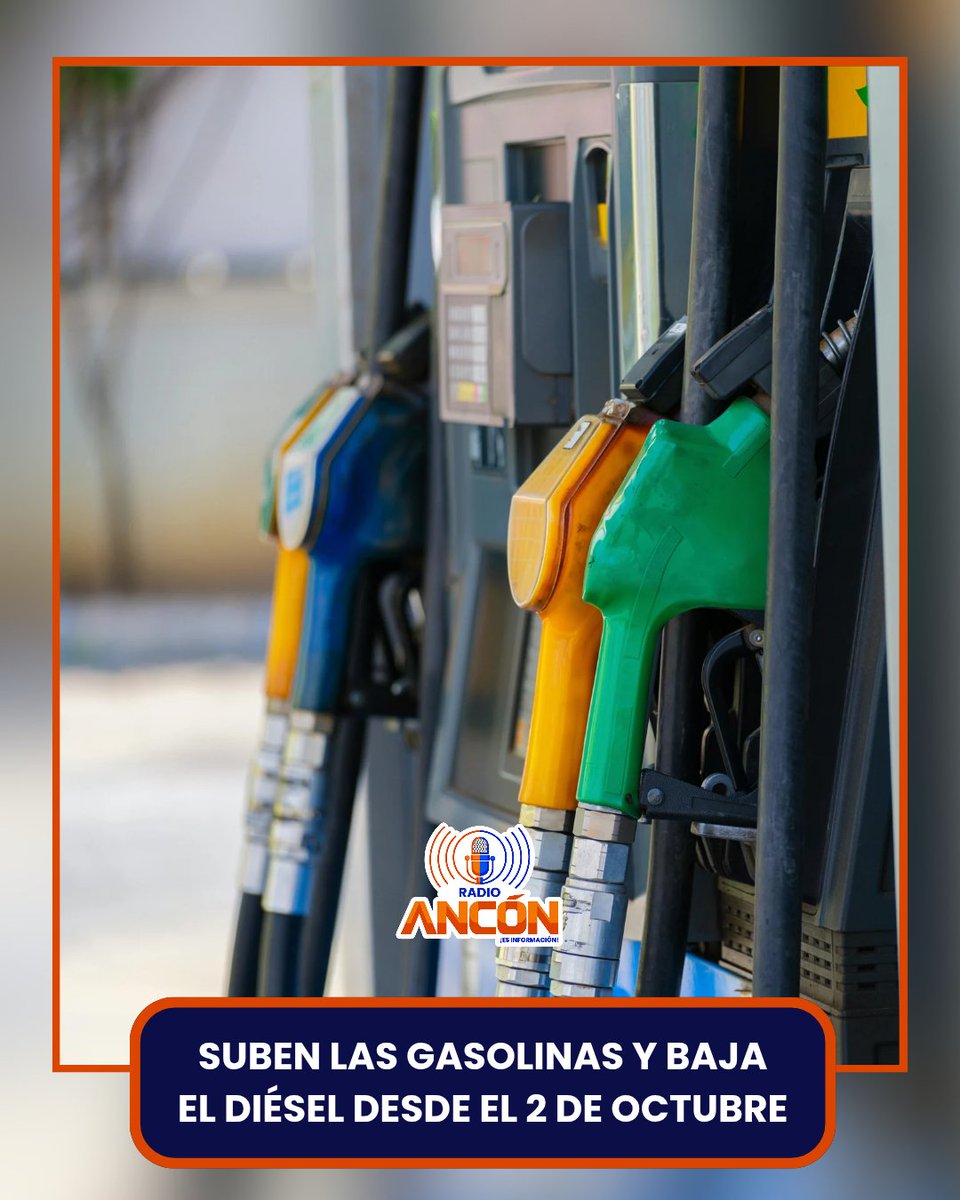 radioanconpa's tweet photo. ⛽🇵🇦 Desde el 2 de octubre cambian los precios máximos de combustibles en Panamá: suben las gasolinas de 95 y 91 octanos, mientras baja el diésel bajo en azufre. Changuinola tendrá los precios más altos. 

#Panamá #Combustibles #Gasolina #Diésel #Economía https://t.co/93vEjZhlrU