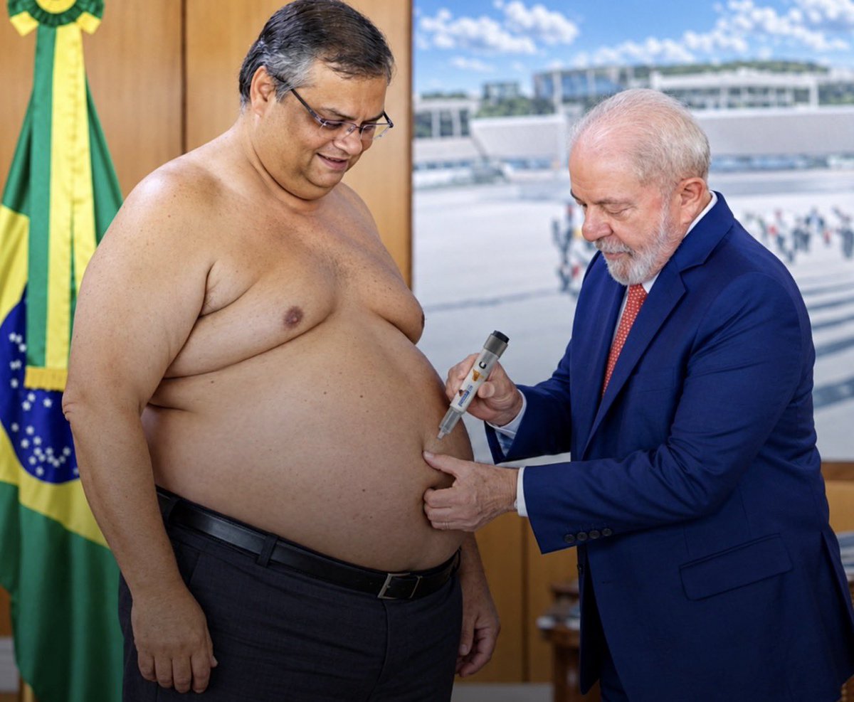 corrupcaobrnews's tweet photo. 🚨URGENTE! Lula aplicou 1º caneta de Monjaro do SUS em Flávio Dino, ministro da suprema corte. https://t.co/8Kuq4A6VKA