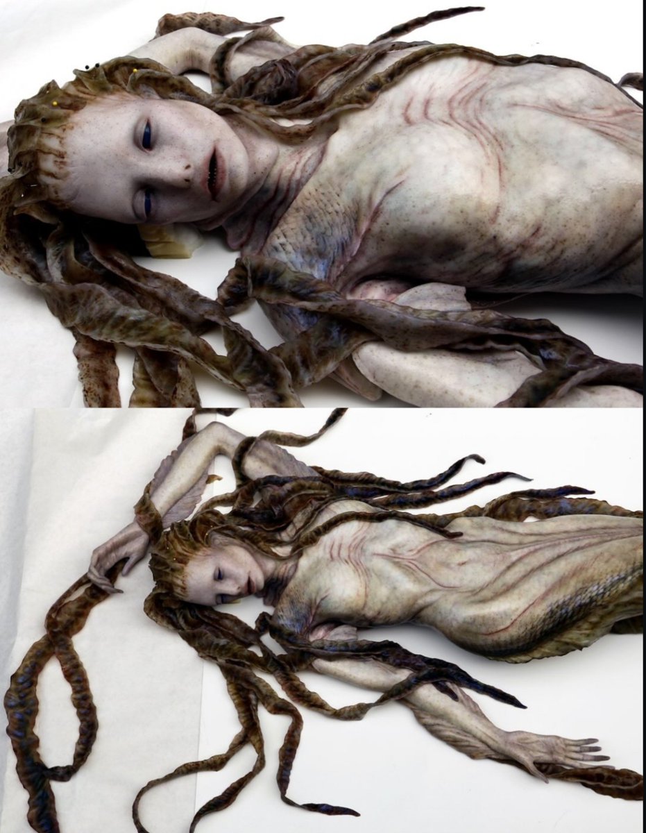 GenyaTheHag's tweet photo. mermaid corpse sculpture by joel harlow for pirates of the caribbean 4 https://t.co/NiNRWXySoY