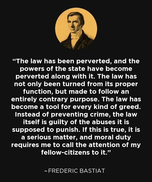 VSOFonX's tweet photo. Everyone should read or listen to "The law" by Bastiat at least once a year. You may do so here if you will. 
https://t.co/xHX8jcpxZE https://t.co/L96aTm5WIR
