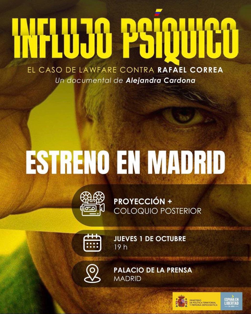 OrlandoPerezEC's tweet photo. No se pierda mañana, a las 7:45AM de Ecuador la entrevista con @die_klappe (Alejandra Cardona), realizadora del documental #InflujoPsiquico, “El caso de Lawfare contra @MashiRafael, por aquí: https://t.co/2LOG0KL9gb https://t.co/gEnsv5irtw